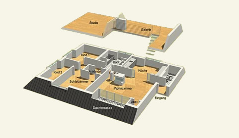 3D-Grundriss einer Dachgeschoss-Neubauwohnung - Traumhaftes Wohnen auf 2 Ebenen - Stadth�user Hamburg Langenhorn G�tkensweg - Eigentumswohnungen von Pohl & Prym